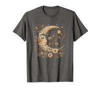 Celestial Moon Cottagecore Astrology Astronomy Wildflowers T-Shirt, Men, Asphalt Grey, 4X-Large