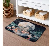 Celestial Moon Floral Bath Mat, Mystic Night Sky Absorbent Non Slip Shower Rug, Winter Memory Foam Washable Bath Rug for Bathroom Toilet Decor 16x72 Inch