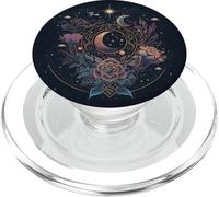 Celestial Moon & Floral Galaxy Art | Mystical Cosmic Night PopSockets PopGrip for MagSafe