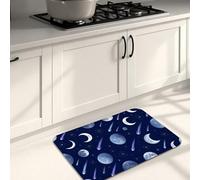 Celestial Moon Kitchen Mats for Floor, Night Skyline Patterned Soft Mats, All Season Cushioned Comfort Washable Decor Rugs for Kitchen Sinks Laundryroom Bathroom 16x24 Inch