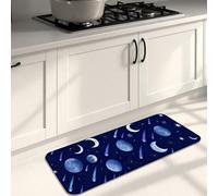 Celestial Moon Kitchen Mats for Floor, Night Skyline Patterned Soft Mats, All Season Cushioned Comfort Washable Decor Rugs for Kitchen Sinks Laundryroom Bathroom 16x47 Inch