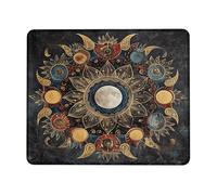 Celestial Moon Phase Mouse Pad, Dark Vintage Astrology Design, Non-Slip Rubber Gaming Mousepad for Home and Office, Perfect Choice for All Seasons Square 8x10 Inch
