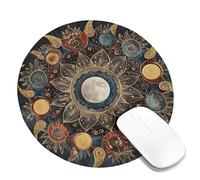 Celestial Moon Phase Mouse Pad, Dark Vintage Astrology Design, Non-Slip Rubber Gaming Mousepad for Home and Office, Perfect Choice for All Seasons Round 8x8 Inch