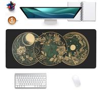 Celestial Moon Phases Art Nouveau Witch Aesthetic Green Dark Academia Mouse Pad,Non-Slip Waterproof Rubber Base Mouse Pad for Office,Computer,Keyboard,Laptop and Home Desk Pad(27.5X11.8 in)