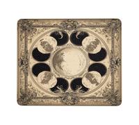 Celestial Moon Phases Vintage Desk Mouse Pad, Elegant Beige Lunar Decorations, Stitched Edge Non-Slip Mousepad for Home Office Computer, Gaming Setup Square 8x10 Inch