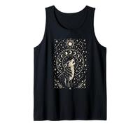 Celestial Moon Phases Wolf Folk Art Nature Loving Graphic Tank Top