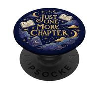 Celestial Moon Stars Navy Bookish Just One More Chapter Book PopSockets Adhesive PopGrip