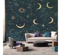 Celestial Moon Wallpaper, Zodiac Constellation Wallpaper for Living Room, Bedroom, Non-Woven Decor Wall Paper, Photo Mural Dining Room, Hallway, Lounge, 100 X 70 cm 9JIU49