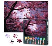 Celestial Moonbeam Jigsaw Puzzles for Adults 1000 Piece Ancient Oak Leaves Poster Space Night Forest Landscape Painting Planetarium Lounge Astro Observation Den Toy Craft Premium Board 27.5x19.7 Inch