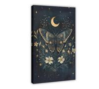 Celestial Moth Cottagecore Dark Academia Art Print Mystical Insect Wall Art Vintage Nature Poster for Living Room Bedroom Or Gallery-1