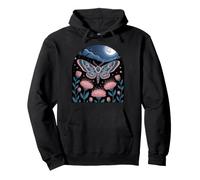 Celestial Moth in Moonlit Flower Garden Pullover Hoodie