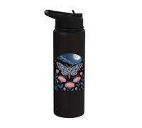 Celestial Moth in Moonlit Flower Garden Stainless Steel Insulated Water Bottle
