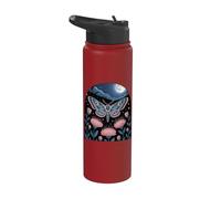 Celestial Moth in Moonlit Flower Garden Stainless Steel Insulated Water Bottle