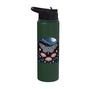 Celestial Moth in Moonlit Flower Garden Stainless Steel Insulated Water Bottle