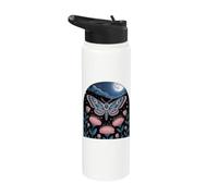 Celestial Moth in Moonlit Flower Garden Stainless Steel Insulated Water Bottle