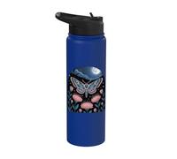 Celestial Moth in Moonlit Flower Garden Stainless Steel Insulated Water Bottle