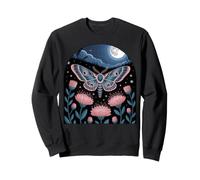 Celestial Moth in Moonlit Flower Garden Sweatshirt