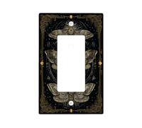 Celestial Moth Light Switch Cover Plates/Outlet Covers, Black Vintage Moths for Wall Decor, Thermoplastic Wall Plates, Standard Size Single Rocker