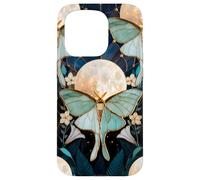 Celestial Moth Moon Floral Art Nouveau Gothic Aesthetic Iris Case for iPhone 15 Pro
