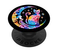 Celestial Mystical Ethereal Cat Fantasy Divine Stars Zodiac PopSockets Adhesive PopGrip