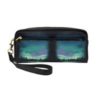 Celestial Night Double-Sided Printed Leather Portable Makeup Pouch-Multi-Purpose Cosmetic Bag, Pencil Case and Organizer for Women
