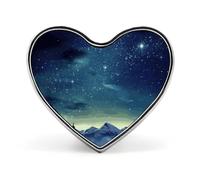 Celestial Night Sky Buttons Pin Memorial Boutonniere for Wedding Groom Bride, Customize Lapel Heart Pin for Christmas, Men Women Costume Decorative Fashionable Brooches