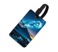 Celestial Night Sky Luggage Tags with ID Card, Durable Travel Bag Tags, Waterproof Name Tag for Suitcases, Backpacks & Travel Cases Black-Style