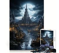 Celestial Nocturnal Spire 1000 Pieces Jigsaws Adults Puzzles Memory Training Restful Escape Flawless Cut Xmas Surprise size 38x52cm