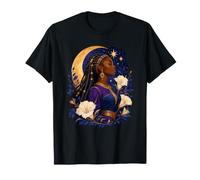 Celestial Nubian Queen Under Moonlight Stars T-Shirt
