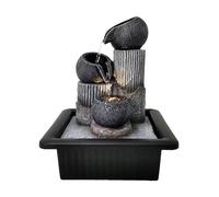 Celestial Orbs Indoor Tabletop Water Fountain with LED Light, USB Resin Cascading Bowl Water Feature for Home, Office, Bedroom, Shelf & Modern Zen Décor, 25cm