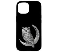 Celestial Owl Geometric Art Moon Phases and Cosmic Symbol Case for iPhone 15