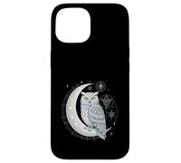 Celestial Owl Geometric Art Moon Phases and Cosmic Symbol Case for iPhone 15