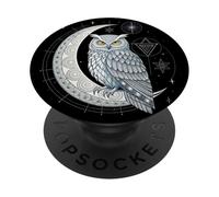 Celestial Owl Geometric Art Moon Phases and Cosmic Symbol PopSockets Adhesive PopGrip