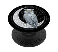 Celestial Owl Geometric Art Moon Phases and Cosmic Symbol PopSockets Adhesive PopGrip