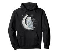 Celestial Owl Geometric Art Moon Phases and Cosmic Symbol Pullover Hoodie