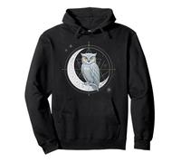 Celestial Owl Geometric Art Moon Phases and Cosmic Symbol Pullover Hoodie