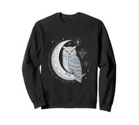 Celestial Owl Geometric Art Moon Phases and Cosmic Symbol Sweatshirt