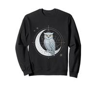 Celestial Owl Geometric Art Moon Phases and Cosmic Symbol Sweatshirt