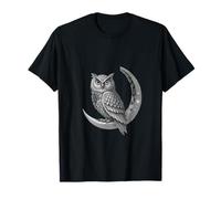 Celestial Owl Geometric Art Moon Phases and Cosmic Symbol T-Shirt