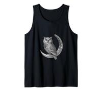 Celestial Owl Geometric Art Moon Phases and Cosmic Symbol Tank Top