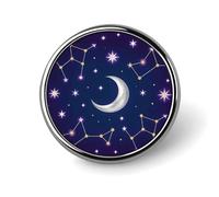 Celestial Pattern Button Pins 1" Round Badge Brooch