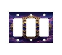 Celestial Pentacle Light Switch Cover Plates/Outlet Covers, Mystic Gold Star for Spiritual, Thermoplastic Wall Plates, Standard Size 3 Gang Wall Plate