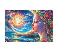 Celestial Personification 1000 Pc Classic Jigsaw Puzzle Starry Sun Bloom Puzzle for Adults Hard Challenging Hobby Home Decor Poster Smooth Wooden Cardboard 1000 PCS
