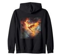 Celestial Phoenix Rising From Nebula Zip Hoodie