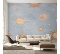 Celestial Photo Wallpaper, Mystical Boho Star Sun Wallpaper Mural, 366x254cm Wall Paper for Bedroom Living Room, Non-Woven Wall Mural Room Decor EL&D76