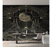 Celestial Photo Wallpaper, Mystical Moon Mountain Wallpaper Mural, 390x260cm Wall Paper for Bedroom Living Room, Non-Woven Wall Mural Room Decor EL&D68