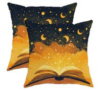 Celestial Pillow Covers Set of 2, Cosmic Stars and Moons Throw Pillows Case, Night Sky Decorative Square Modern Decor Cushion Covers for Home Sofa Bed Couch 18x18 Inch