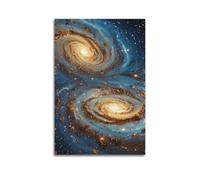 Celestial Poster Twin Spiral Galaxies in Gemini Poster Modern Wall Art Canvas Aesthetic Decoration Painting 16x24inch(40x60cm) Unframe-style