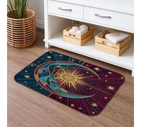 Celestial Quick Dry Bath Mat, Starry Sun and Moon Absorbent Non Slip Shower Mat, Artistic Memory Foam Washable Bath Rugs for Bathroom Decorative 16x24 Inch