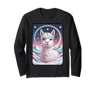 Celestial Rainbow Alpaca Llama Starry Night Long Sleeve T-Shirt